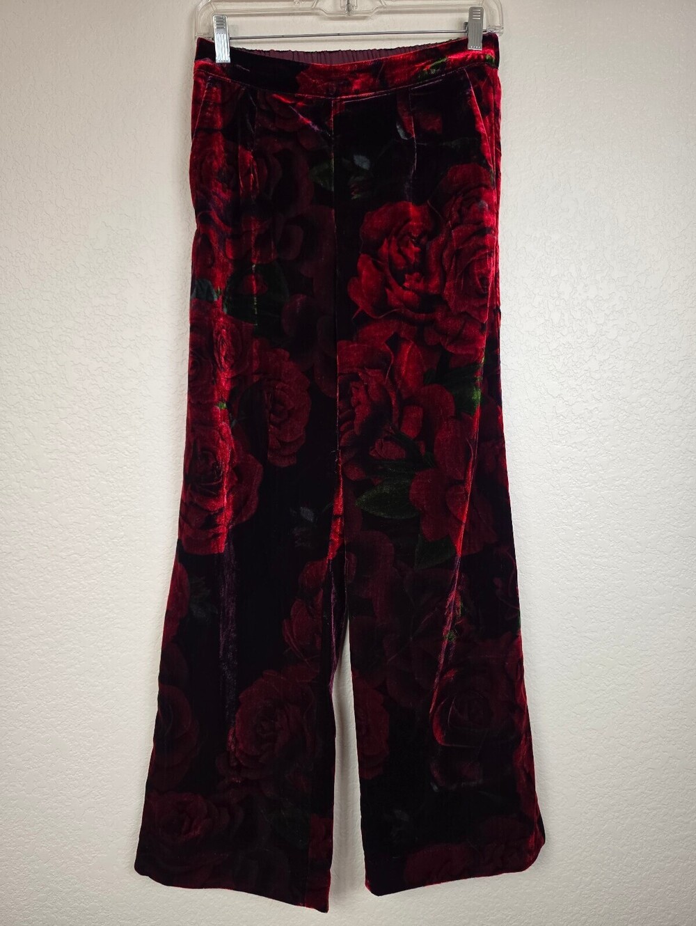 Soft Surroundings Velvet Floral Wide Leg Pants XS Whimsigoth